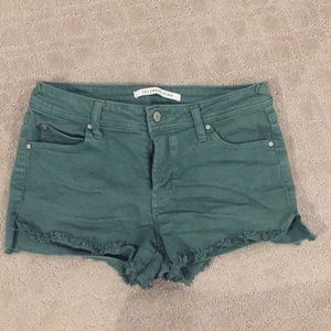 Green denim shorts, size 5/27